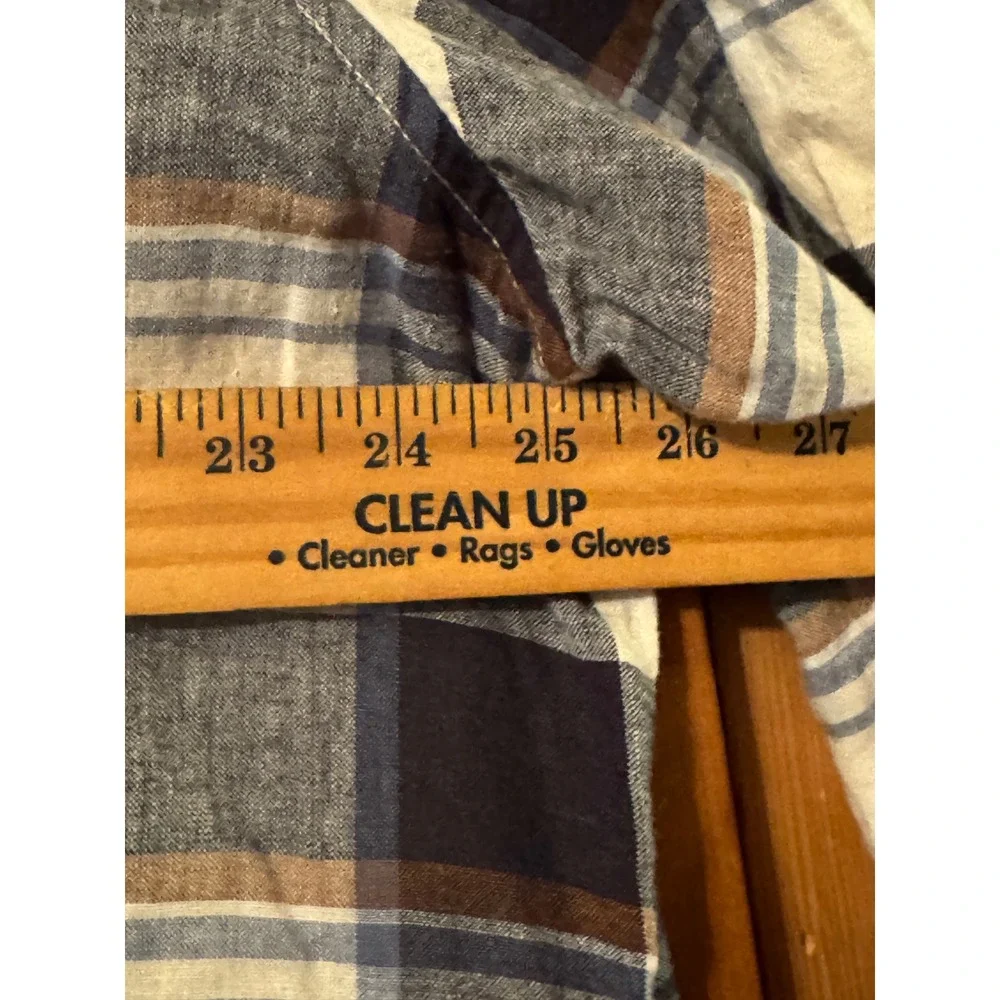 Pendleton XXL Blue Tan Plaid Linen Blend Long Sleeve‎ Button Down Shirt